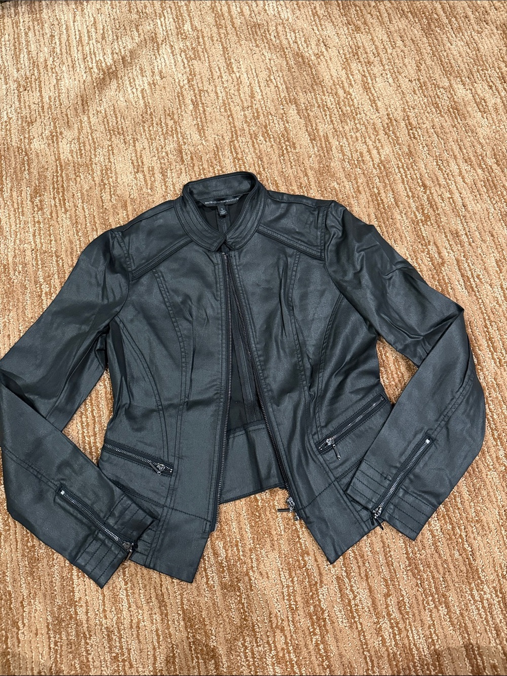 White House Black Market Black Moto-Style Leather Jacket